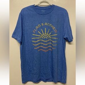 Flag & Anthem Men’s T-Shirt Blue Sun Sea Graphic Tee Adult Short Sleeve Medium M